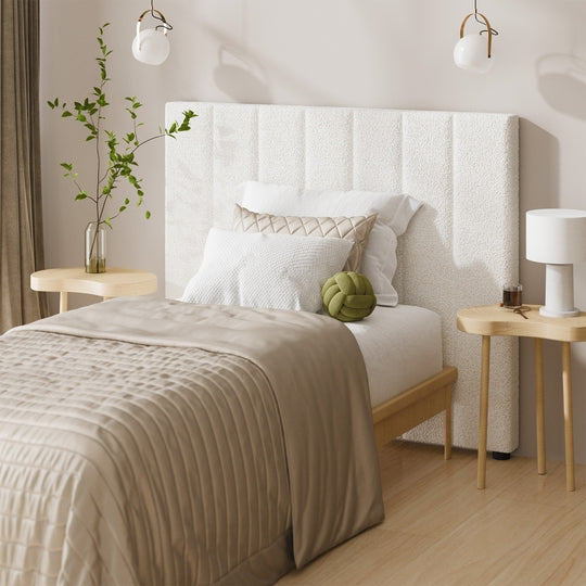 White Boucle Bed Frame Headboard