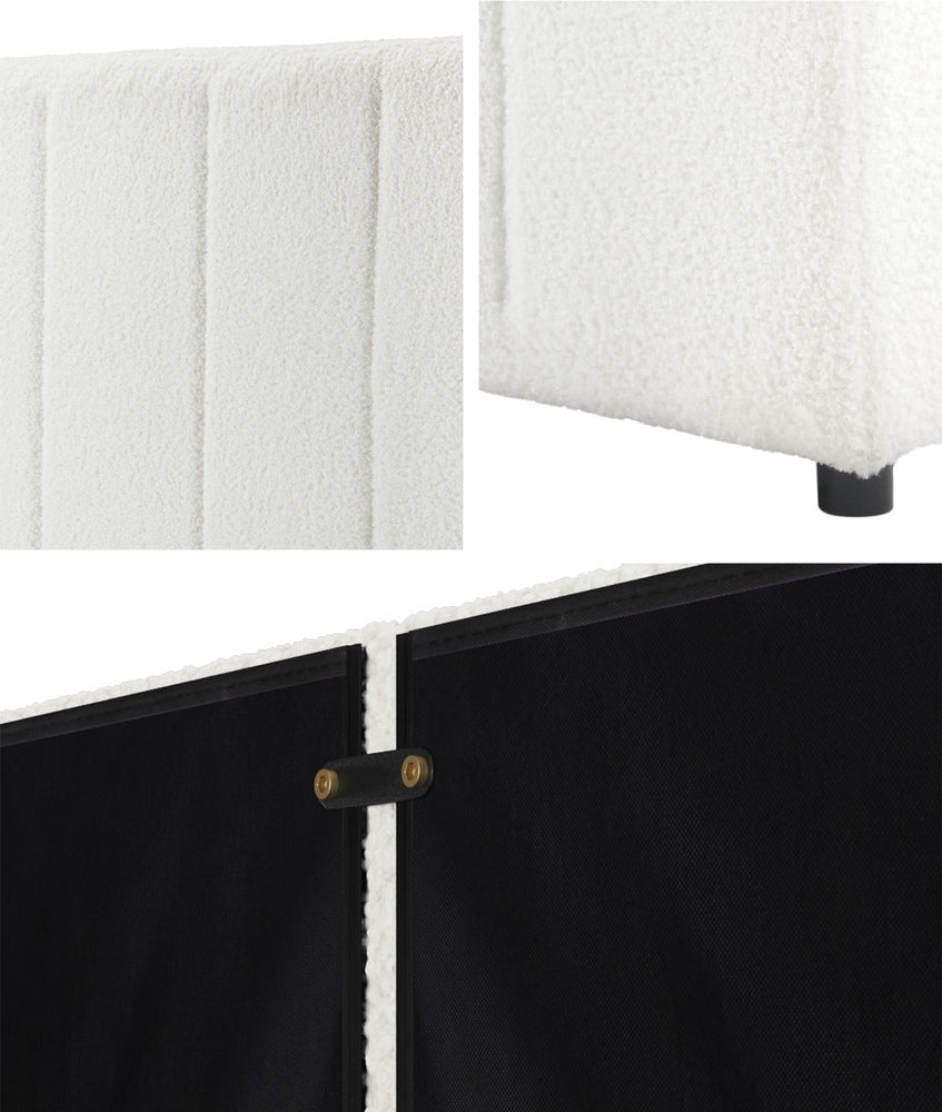 White Boucle Bed Frame Headboard