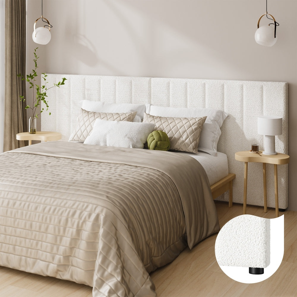 White Boucle Bed Frame Headboard