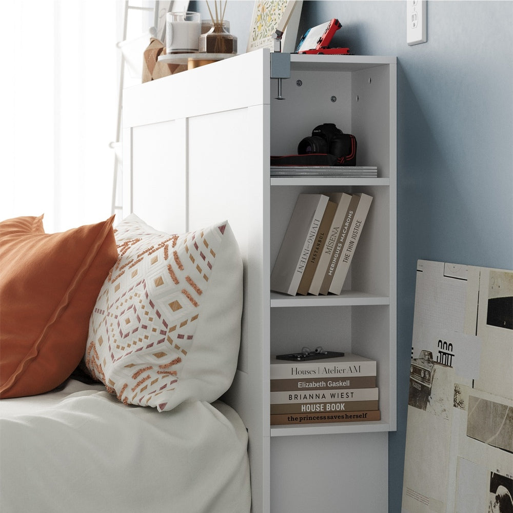 Headboard Bedhead with Storage Shelves Black/White