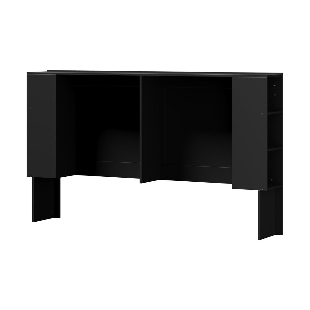 Headboard Bedhead with Storage Shelves Black/White