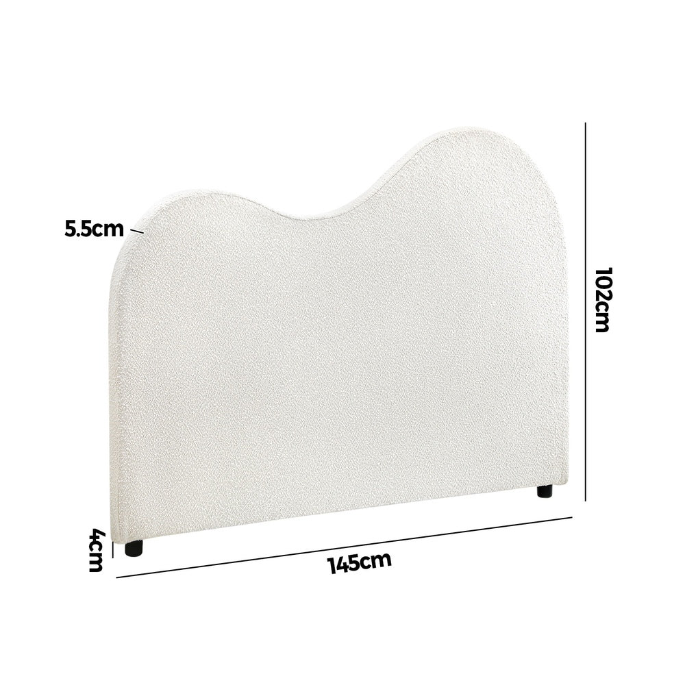 Bed Head Double/King Single/Queen Size Headboard Boucle Fabric White