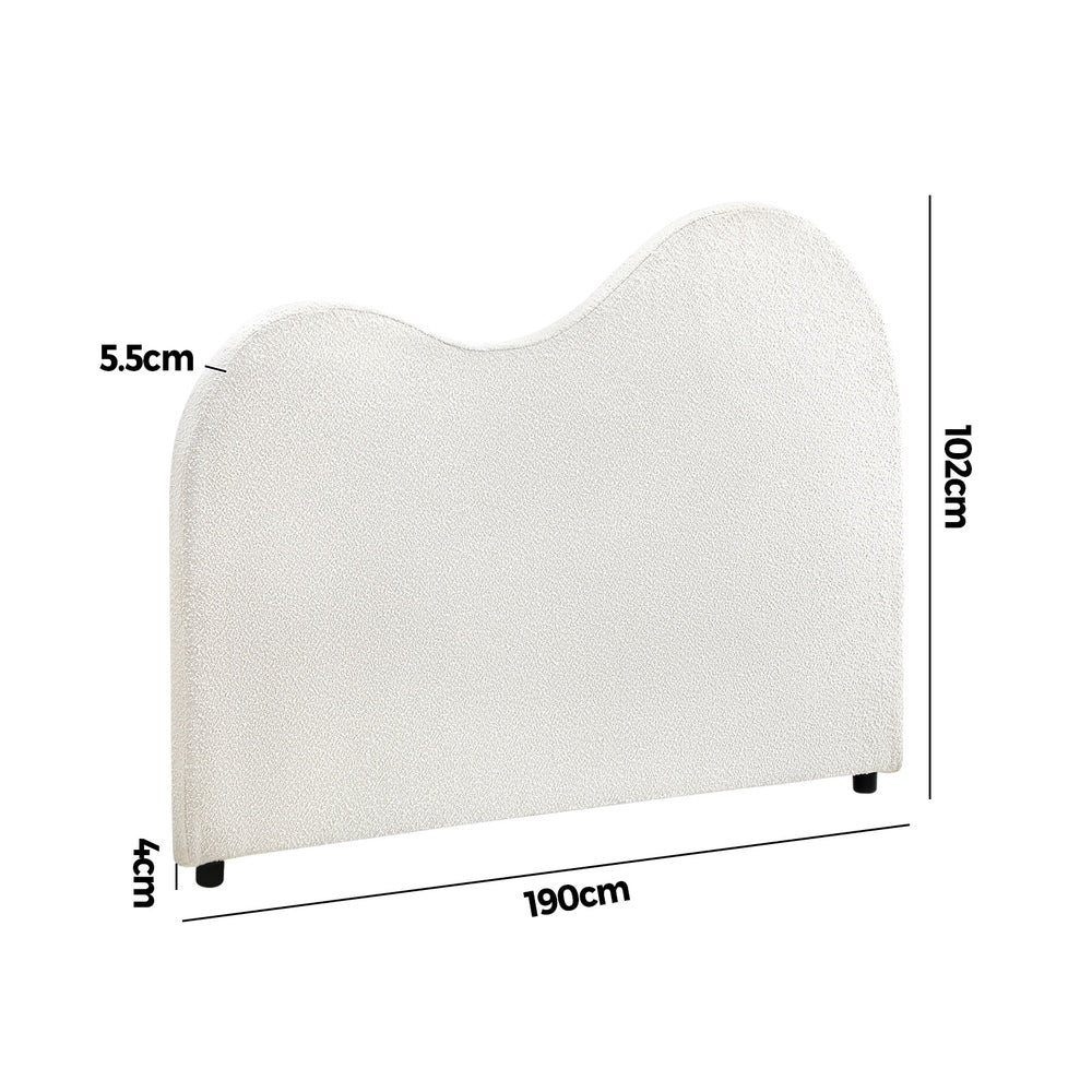Bed Head Double/King Single/Queen Size Headboard Boucle Fabric White