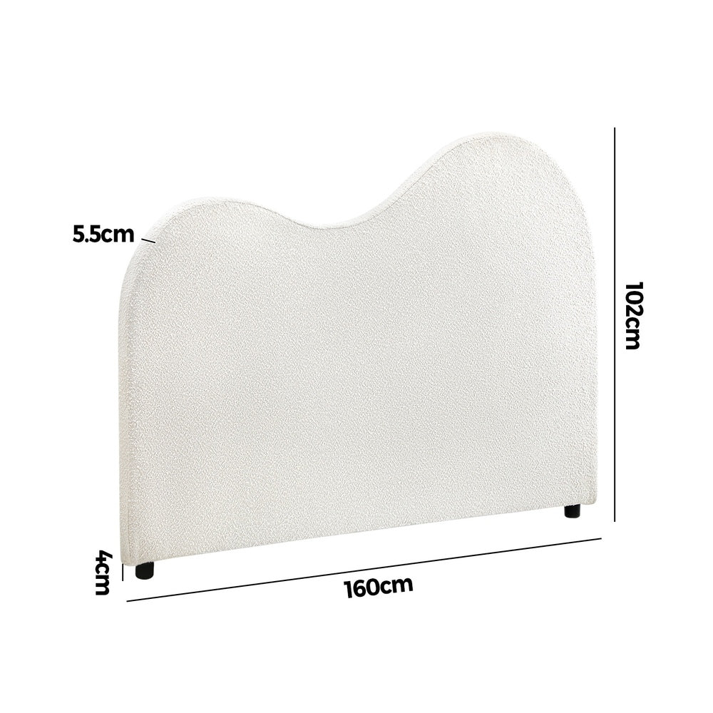Bed Head Double/King Single/Queen Size Headboard Boucle Fabric White