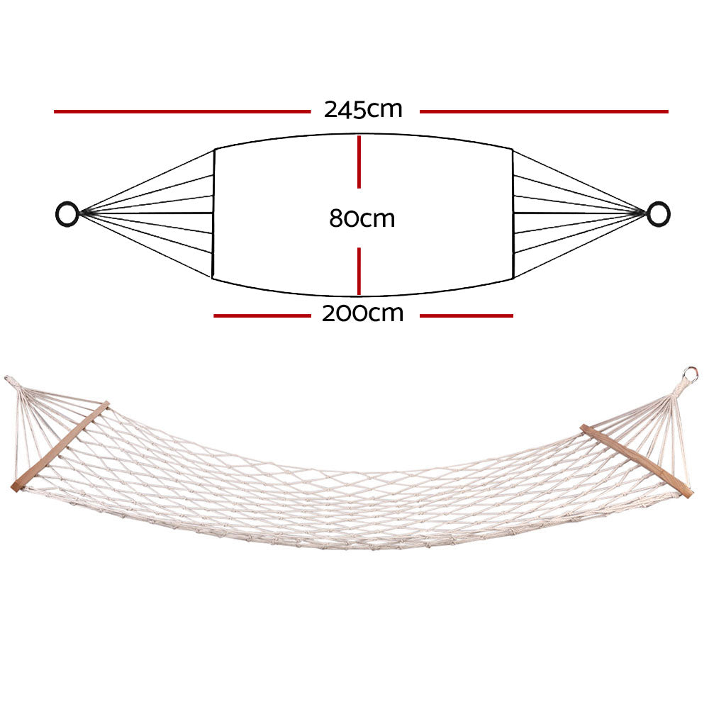 Hammock Bed Outdoor Camping Hanging Chair Cotton Rope Cream