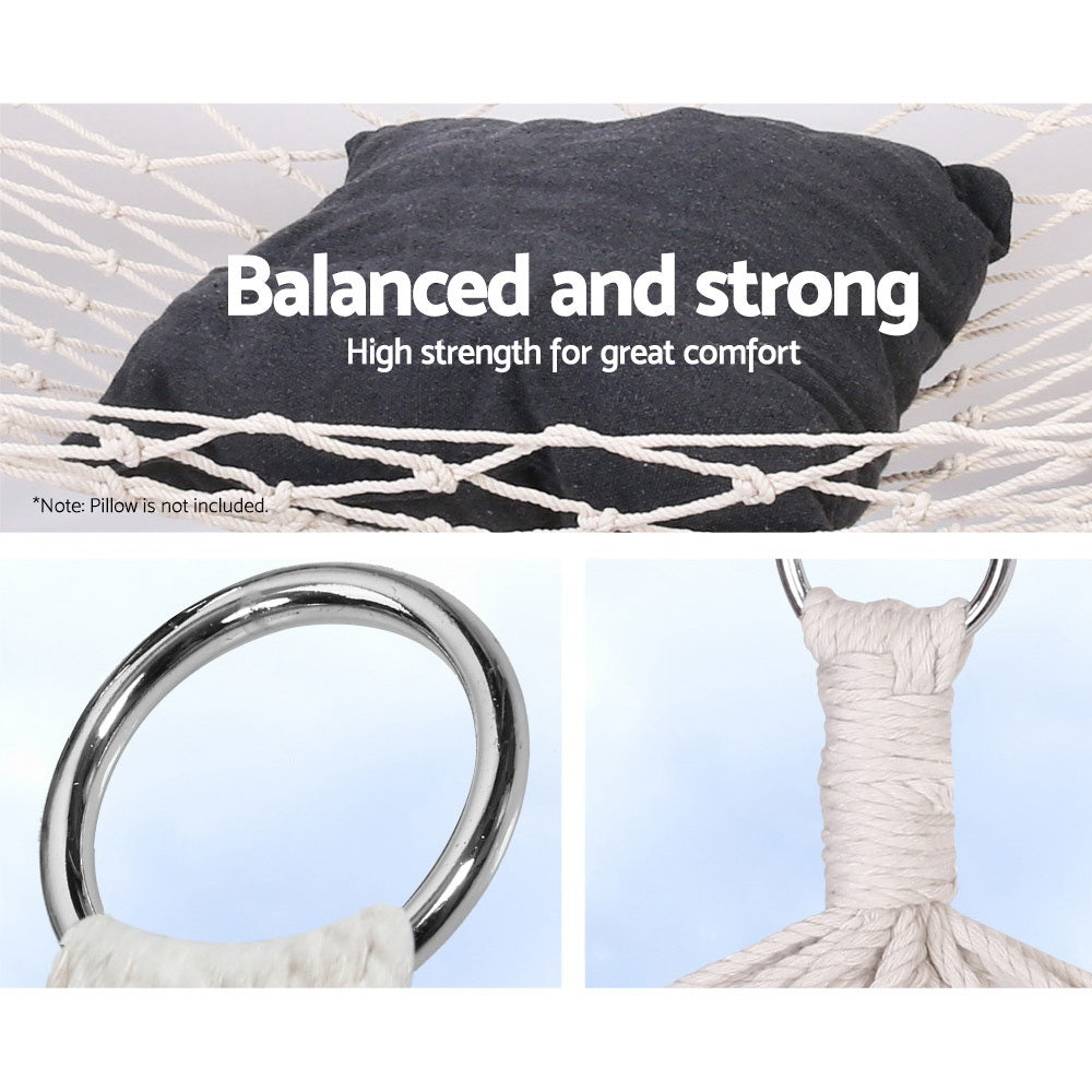 Hammock Bed Outdoor Camping Hanging Chair Cotton Rope Cream