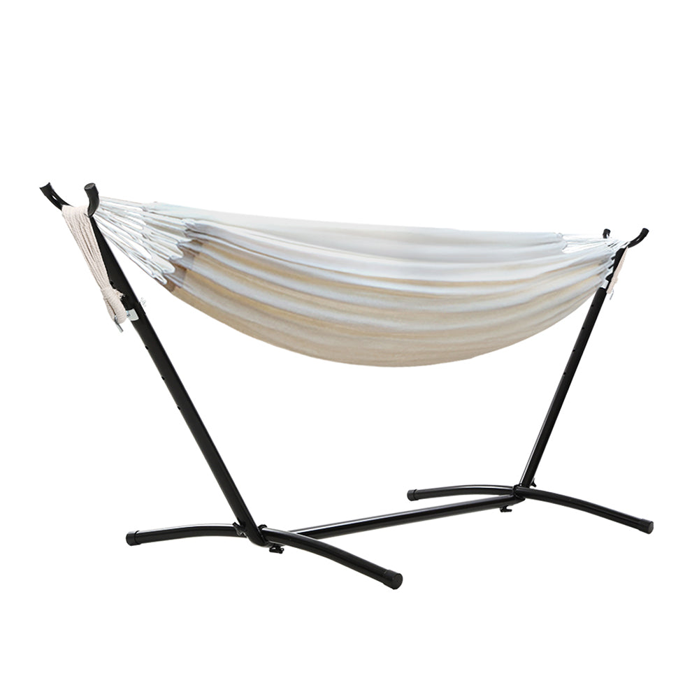Hammock Bed Camping Chair Outdoor Lounge Single Cotton With Stand