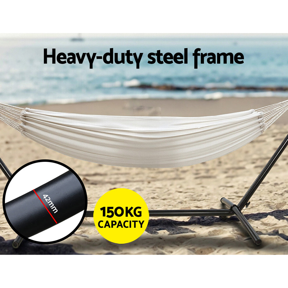 Hammock Bed Camping Chair Outdoor Lounge Single Cotton With Stand