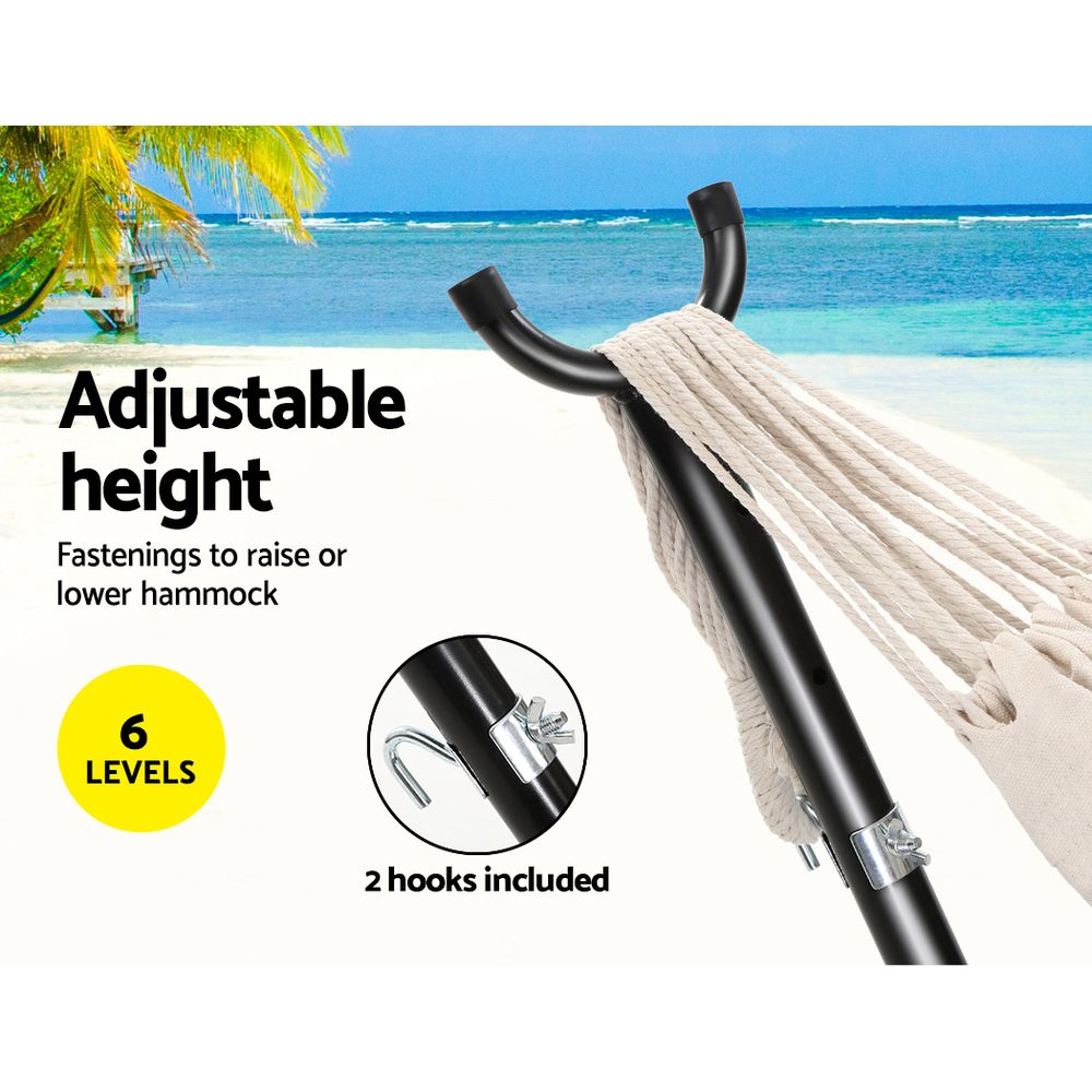 Hammock Bed Camping Chair Outdoor Lounge Single Cotton With Stand