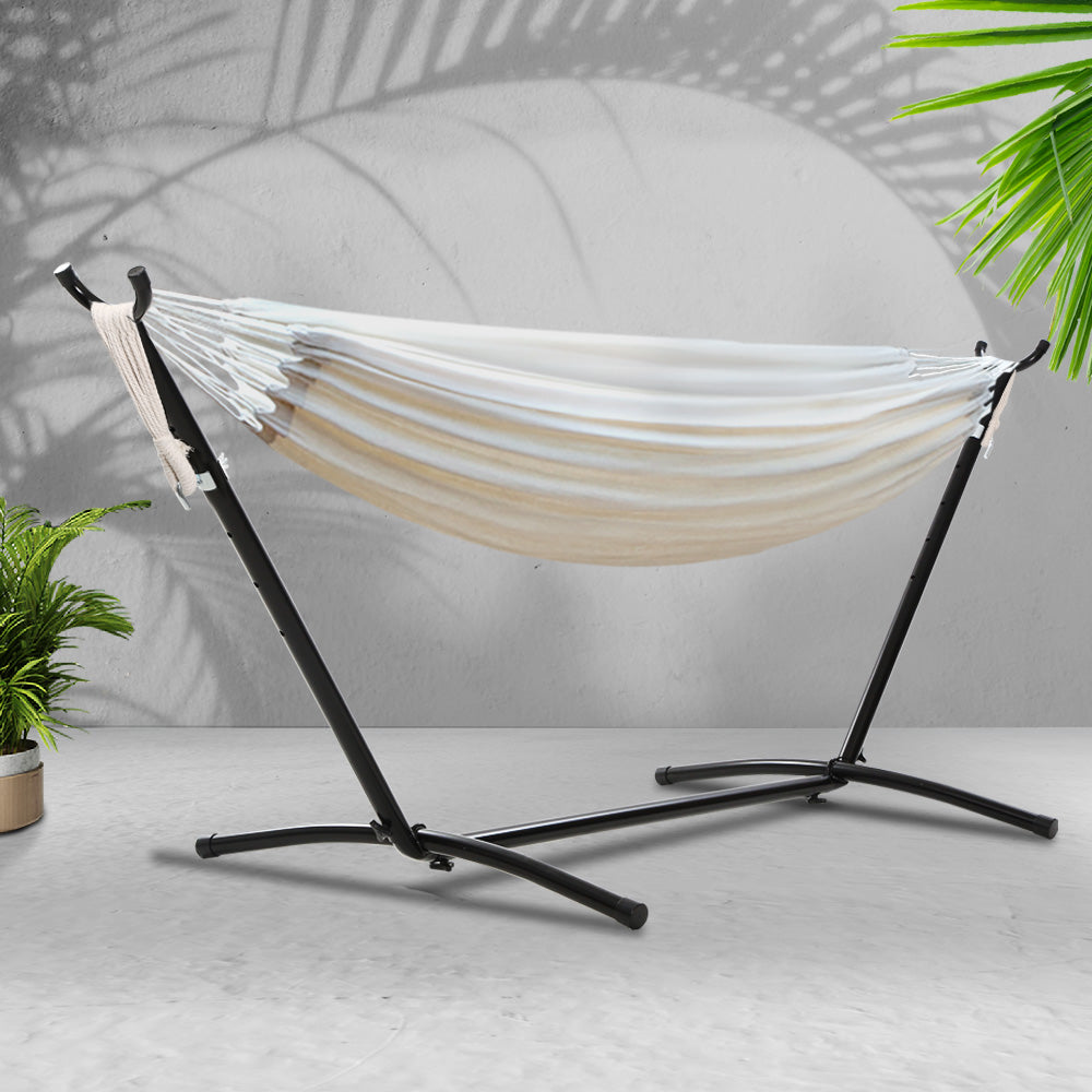 Hammock Bed Camping Chair Outdoor Lounge Single Cotton With Stand