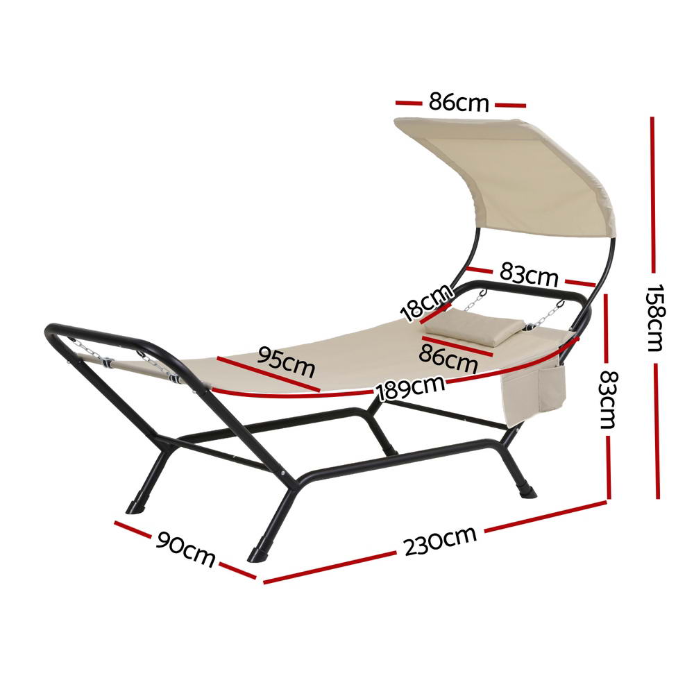 Hammocks & Accessories - Hammock Bed w/ Stand Sun Lounge Chair Beige