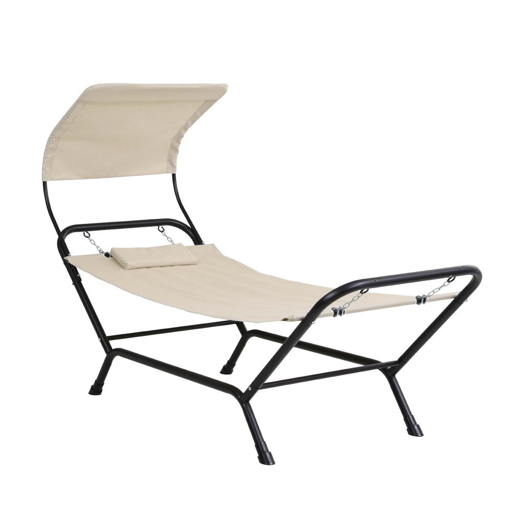 Hammock Bed w/ Stand Sun Lounge Chair Beige | Hammocks & Accessories