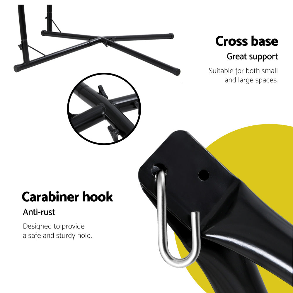 Hammock Chair With Steel Stand Armrest Outdoor Hanging Grey