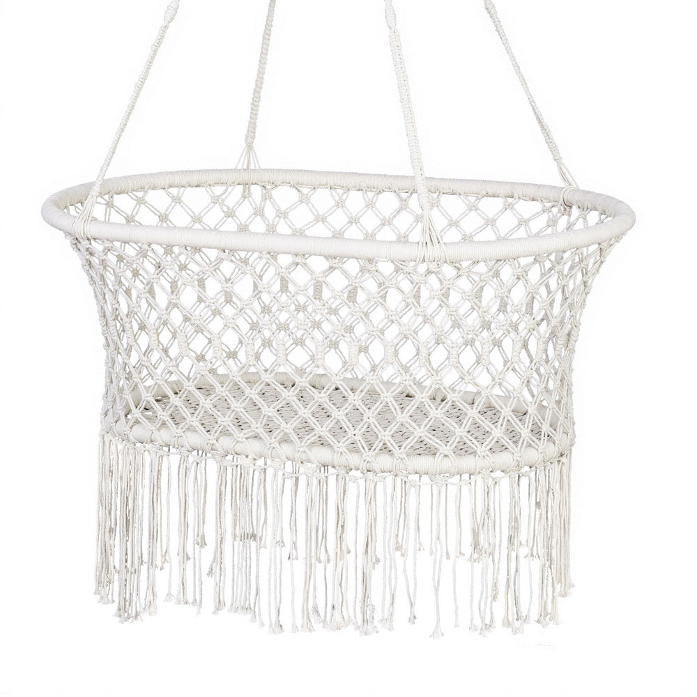 Cream colour - Hammock Chair Cotton Swing Chair Outdoor Indoor Cream