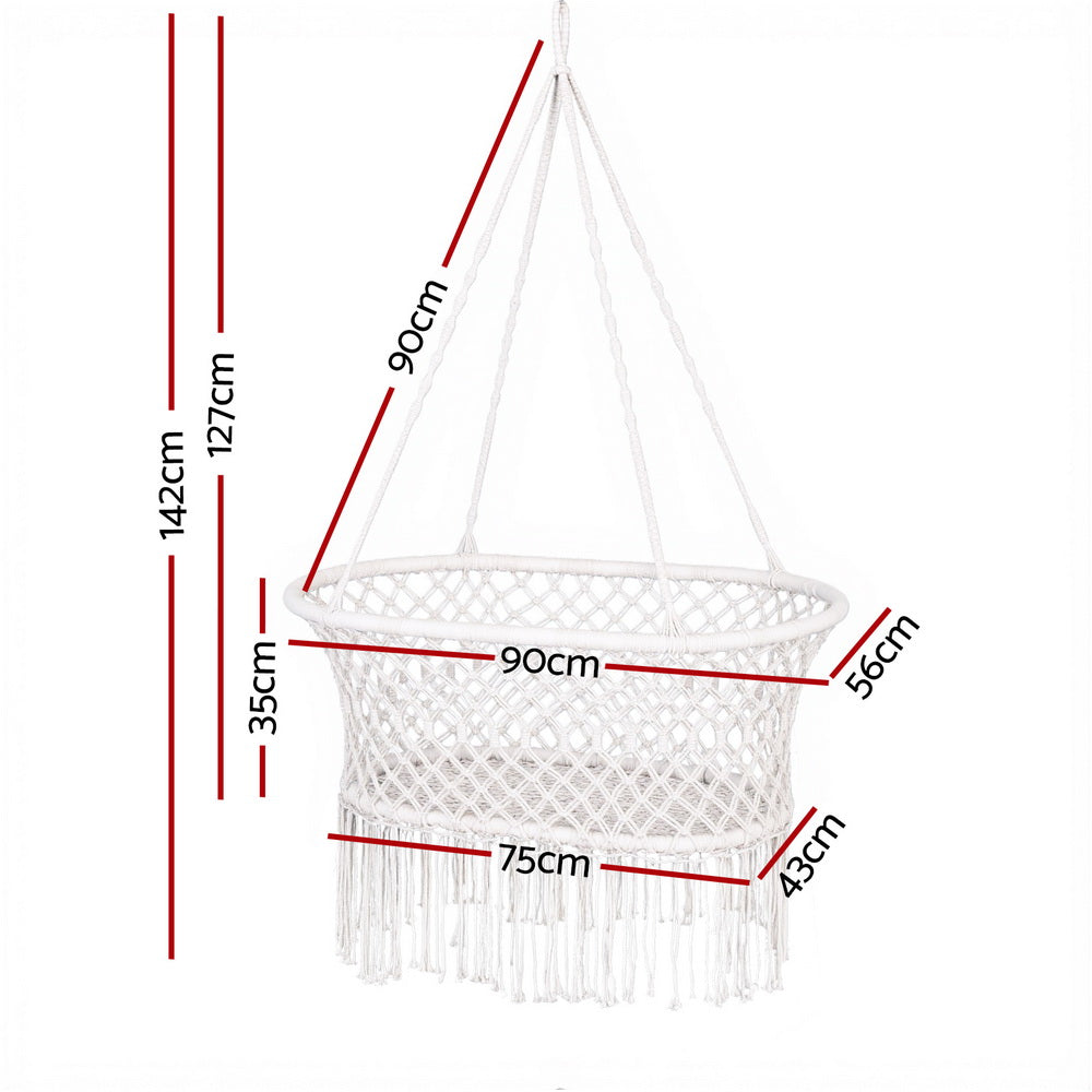 Hammocks & Accessories - Hammock Chair Cotton Swing Chair Outdoor Indoor Cream