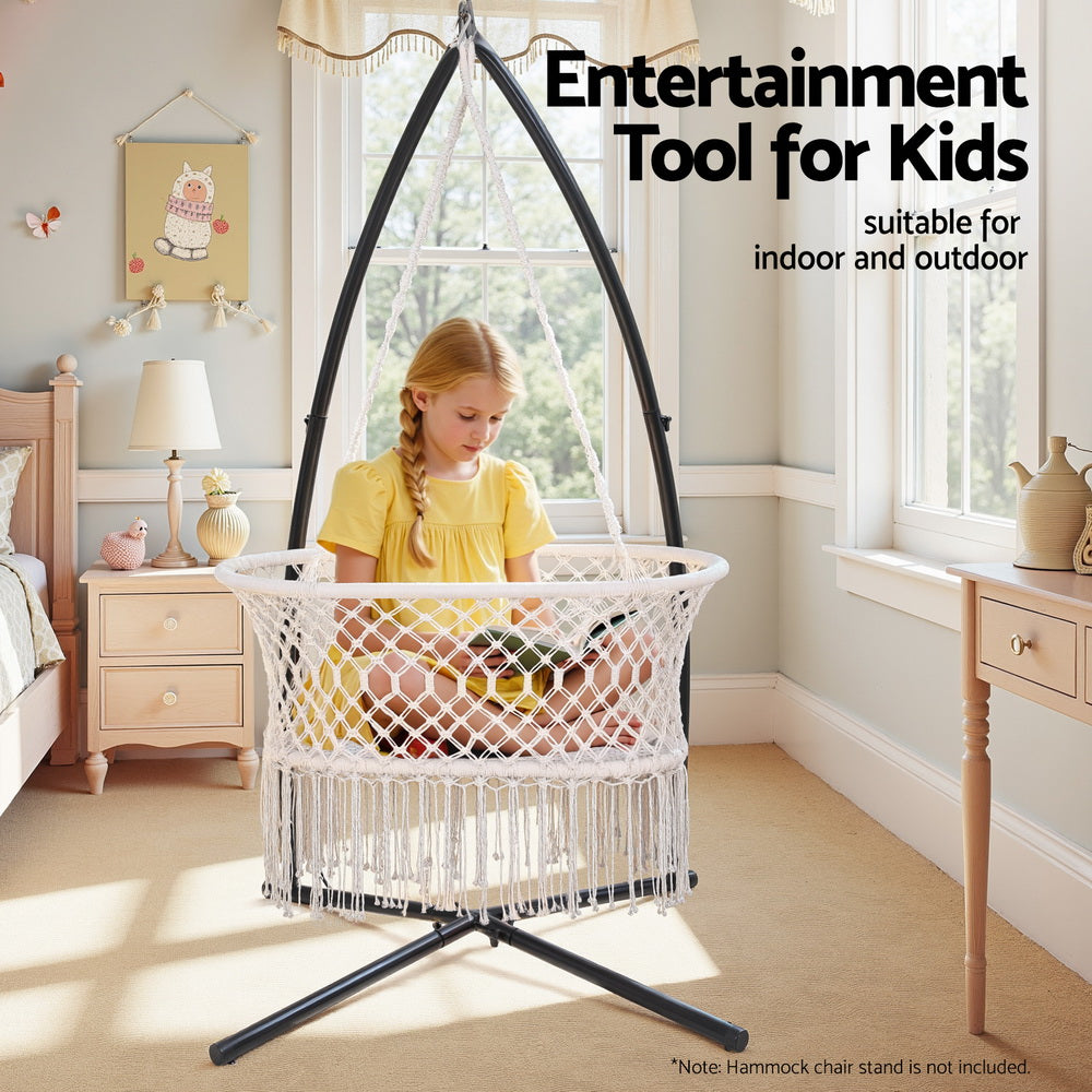 Hammock Chair Cotton Swing Chair Outdoor Indoor Cream, Cream colour