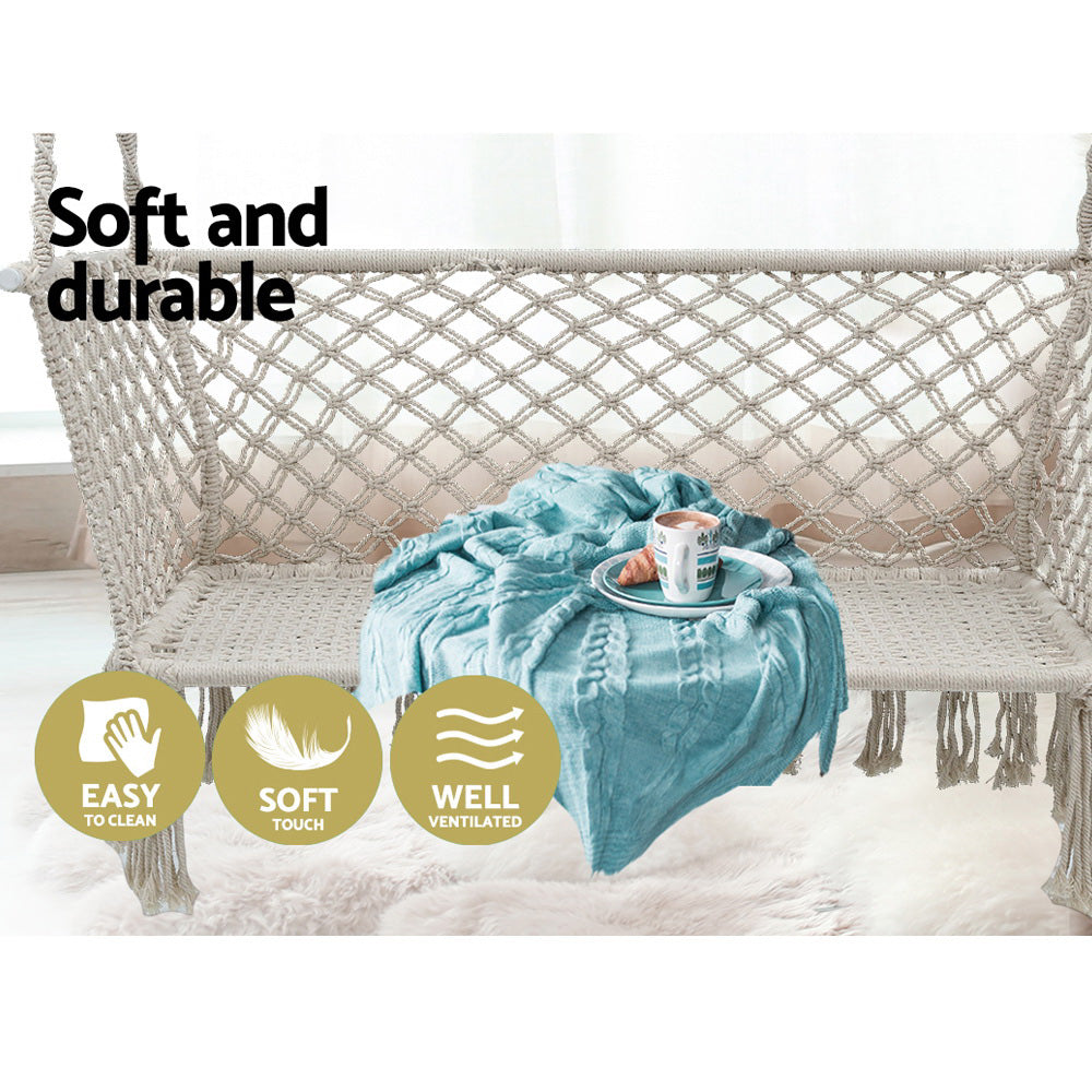 Camping Hammock Chair Patio 2 Person Swing Hammocks Double Portable Cream