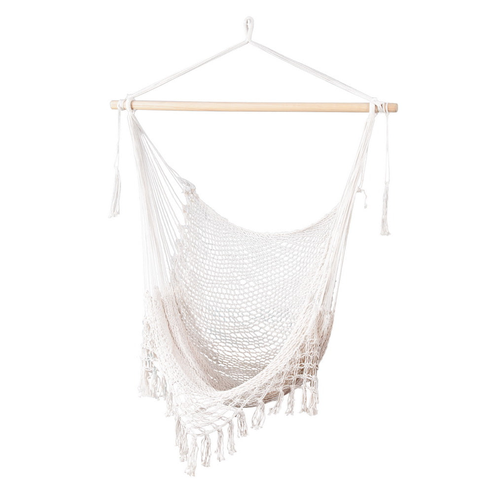 Cream colour - Hammock Chair Swing Camping Mesh Cream