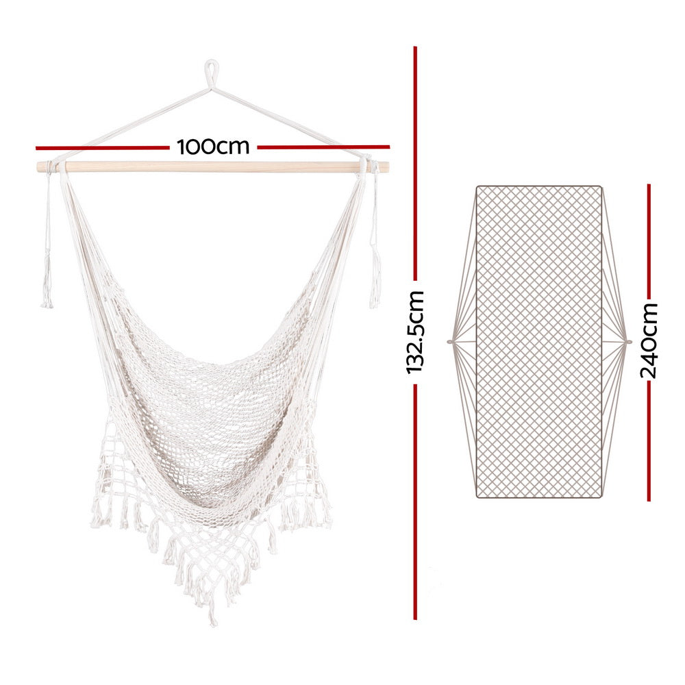 Hammocks & Accessories - Hammock Chair Swing Camping Mesh Cream
