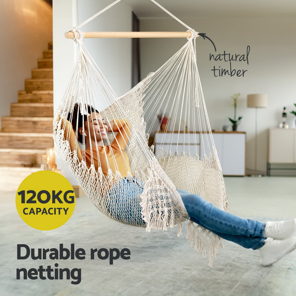 Hammock Chair Swing Camping Mesh Cream | Cream colour