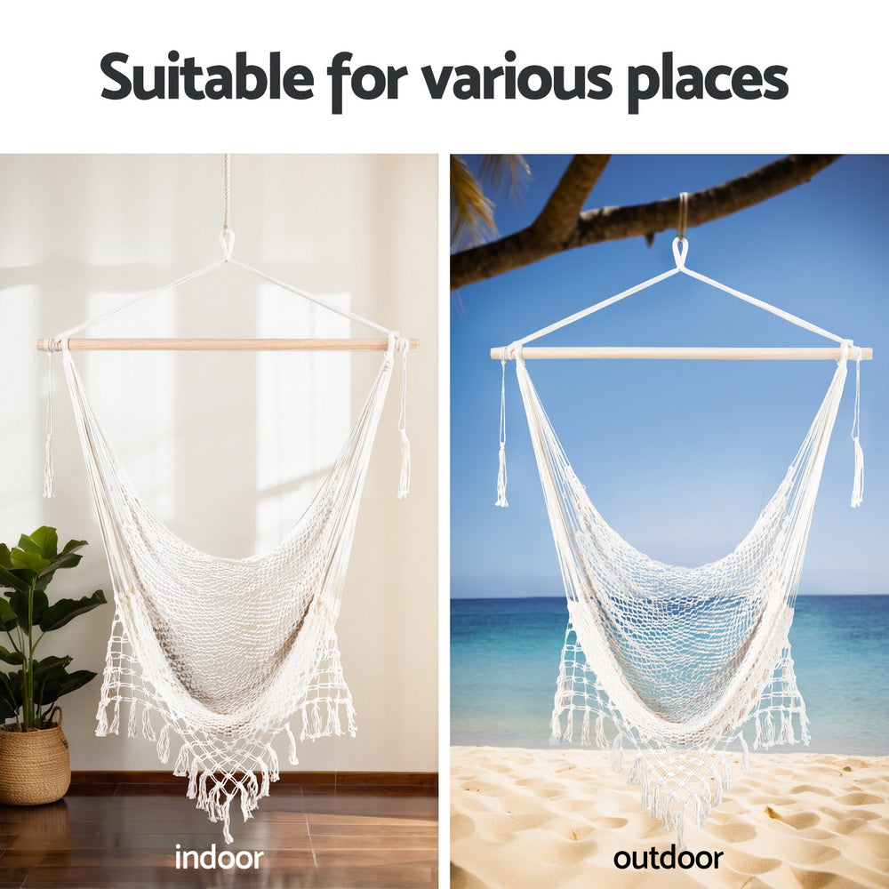 Hammock Chair Swing Camping Mesh Cream, Hammocks & Accessories