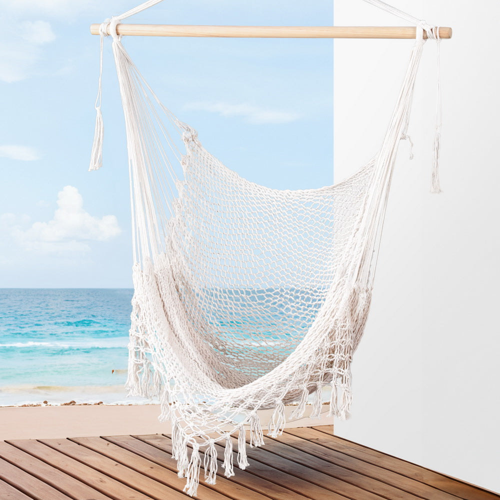 Hammock Chair Swing Camping Mesh Cream, Cream colour