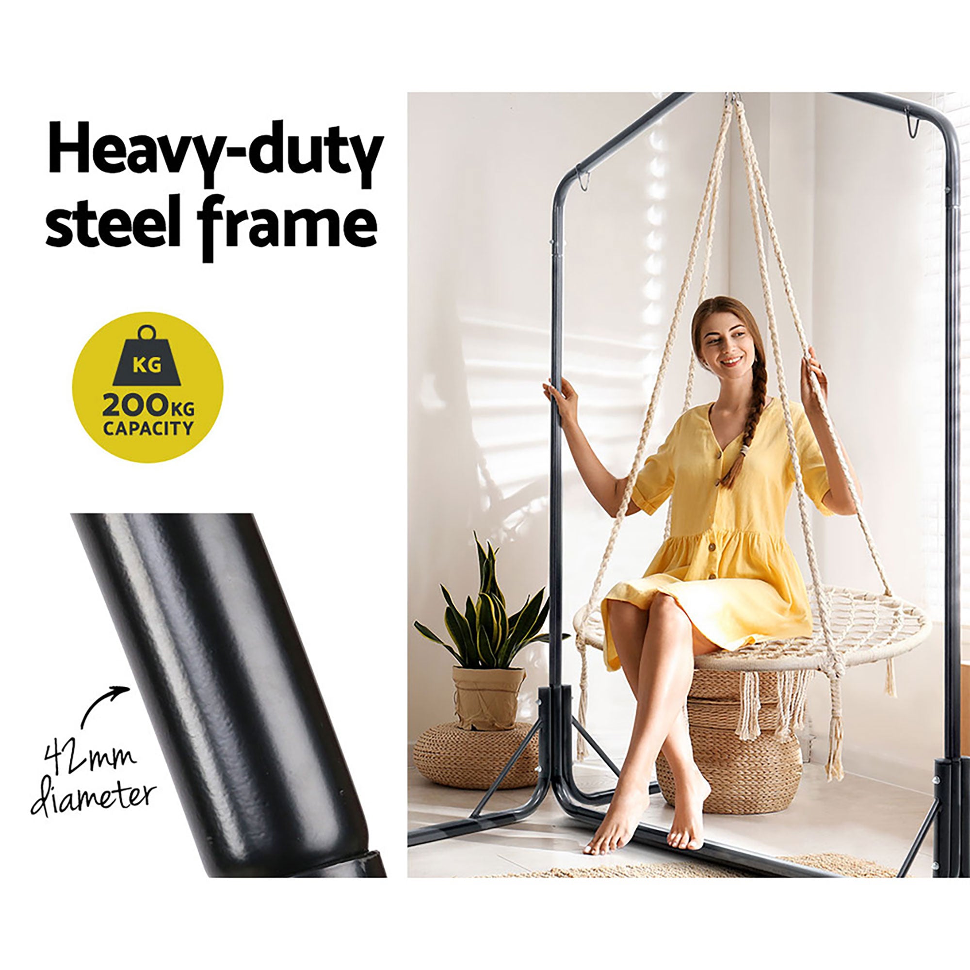 Hammock Chair With Stand Nest Web Outdoor Swing 100Cm