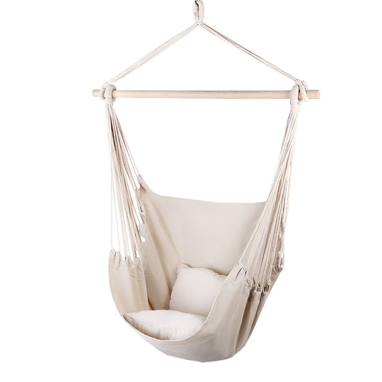 Gardeon Hammock Chair Outdoor Camping Hanging Hammocks Cushion Pillow Grey