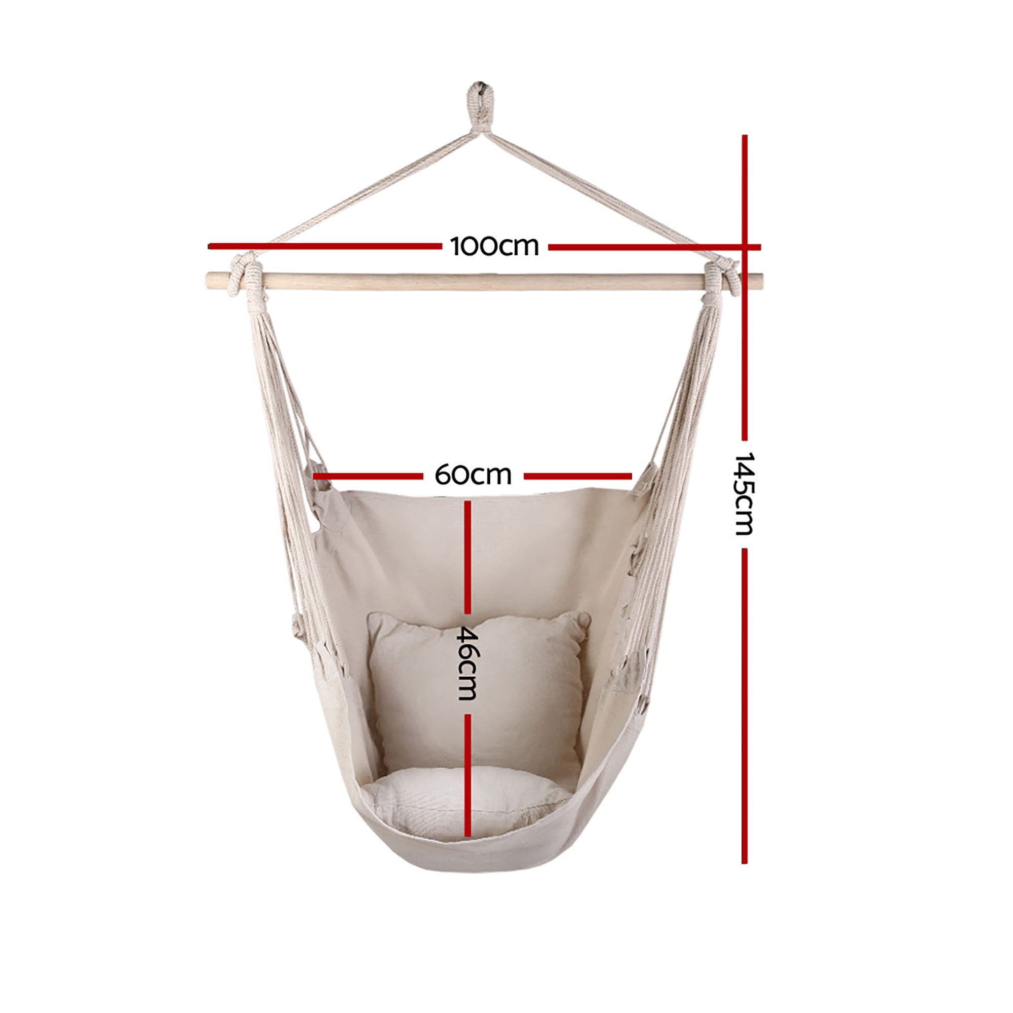 Gardeon Hammock Chair Outdoor Camping Hanging Hammocks Cushion Pillow Grey