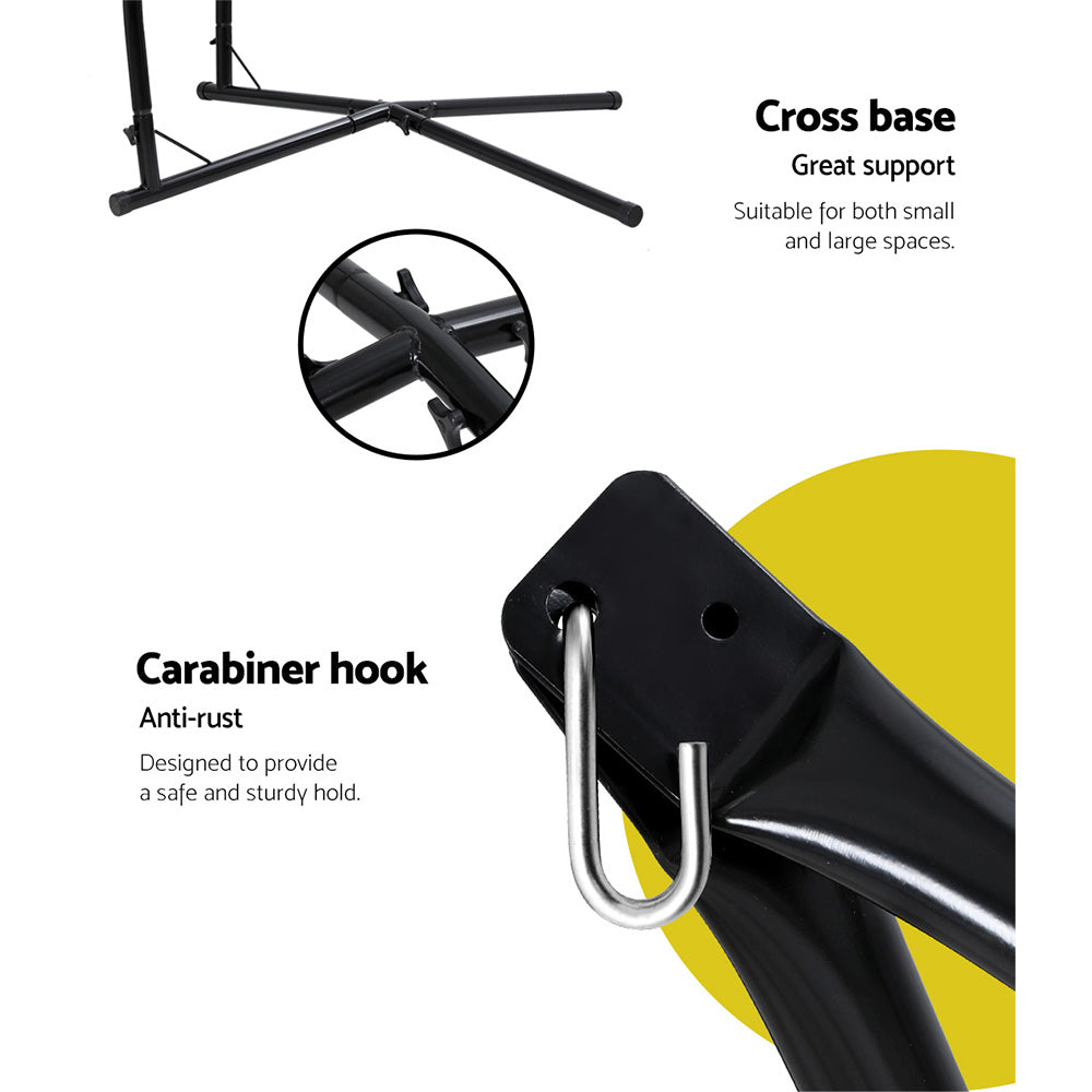 Hammock Chair Outdoor Camping Hanging With Steel Stand Grey