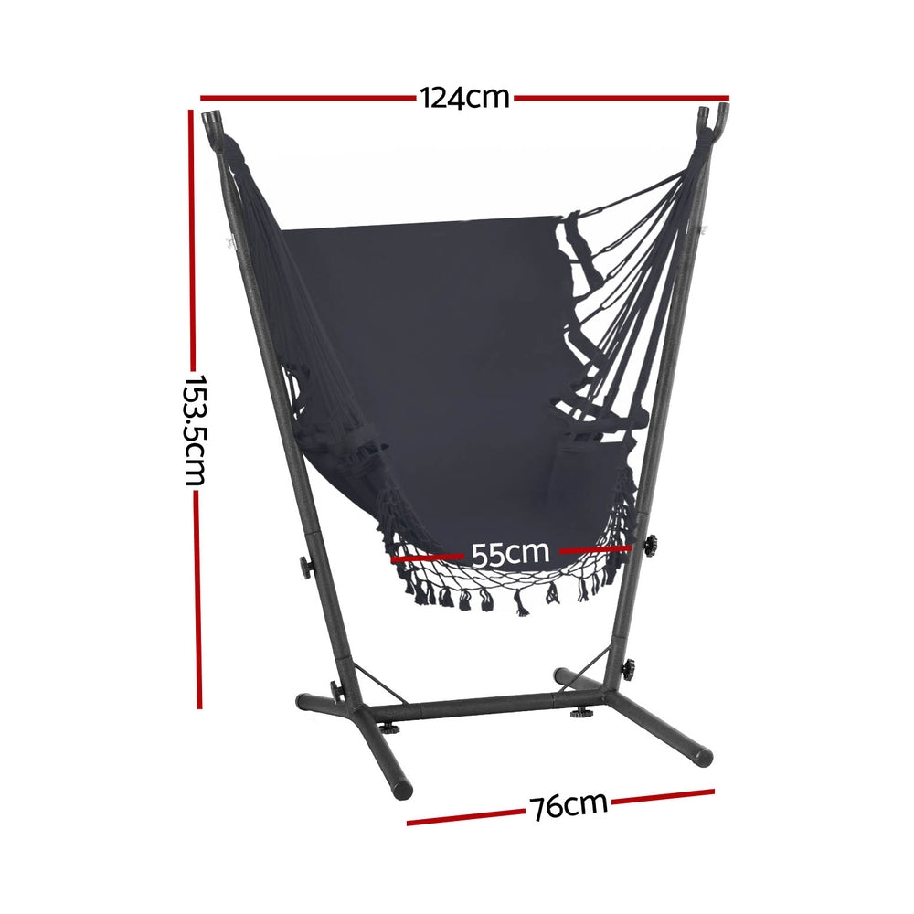 Hammocks & Accessories - Hammock Chair Outdoor Camping Hanging With Stand Cream/Grey