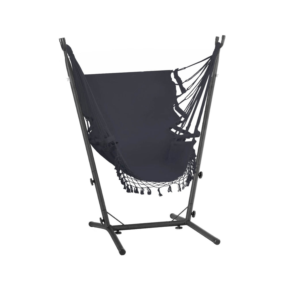 Hammock Chair Outdoor Camping Hanging With Stand Cream/Grey | Hammocks & Accessories