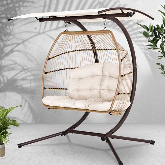 Outdoor Furniture Lounge Hanging Swing Chair Egg Hammock Stand Rattan Wicker | Rattan finish
