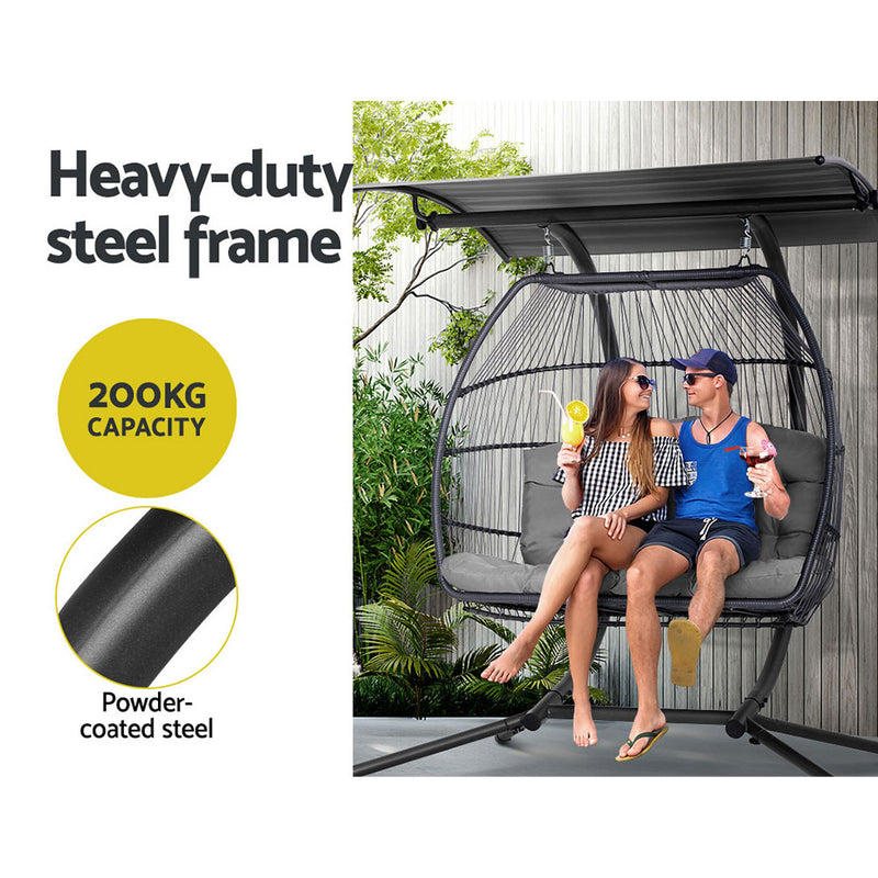 Outdoor Furniture Lounge Hanging Swing Chair Egg Hammock Stand Rattan Wicker with Outdoor Chairs