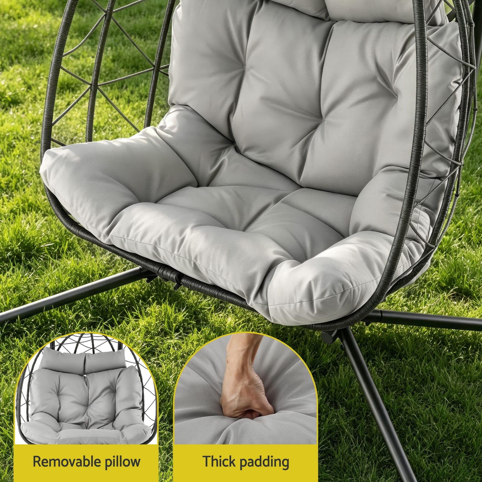 Outdoor Swing Chair 2 Seater 175x130x190cm