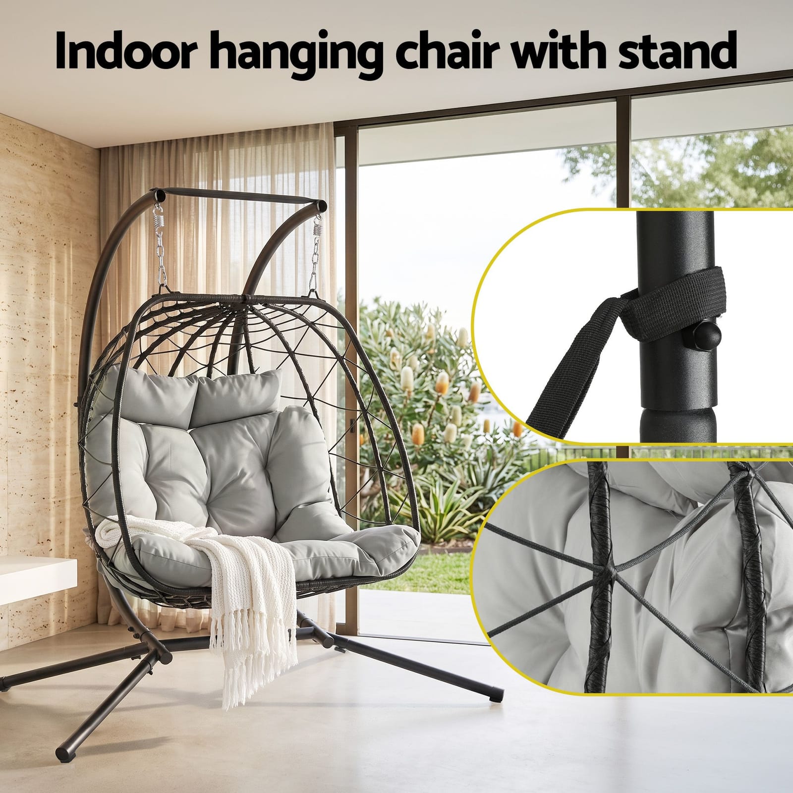 Outdoor Swing Chair 2 Seater 175x130x190cm