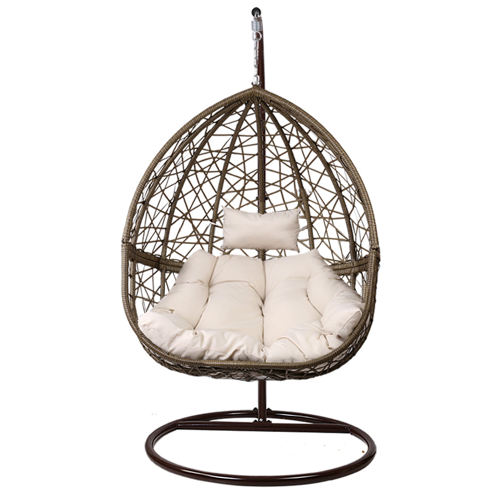 Stylish Grey Wicker Egg Swing Chair with Cushion