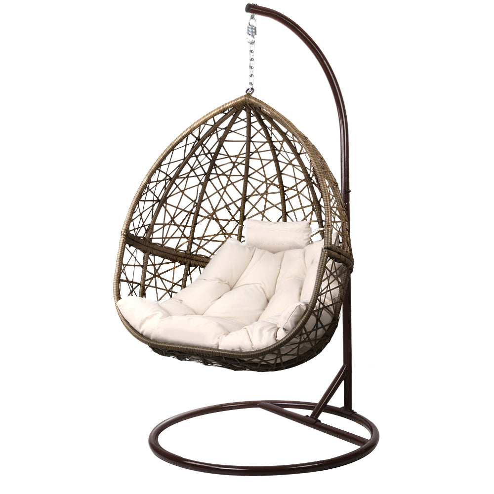 Stylish Grey Wicker Egg Swing Chair with Cushion