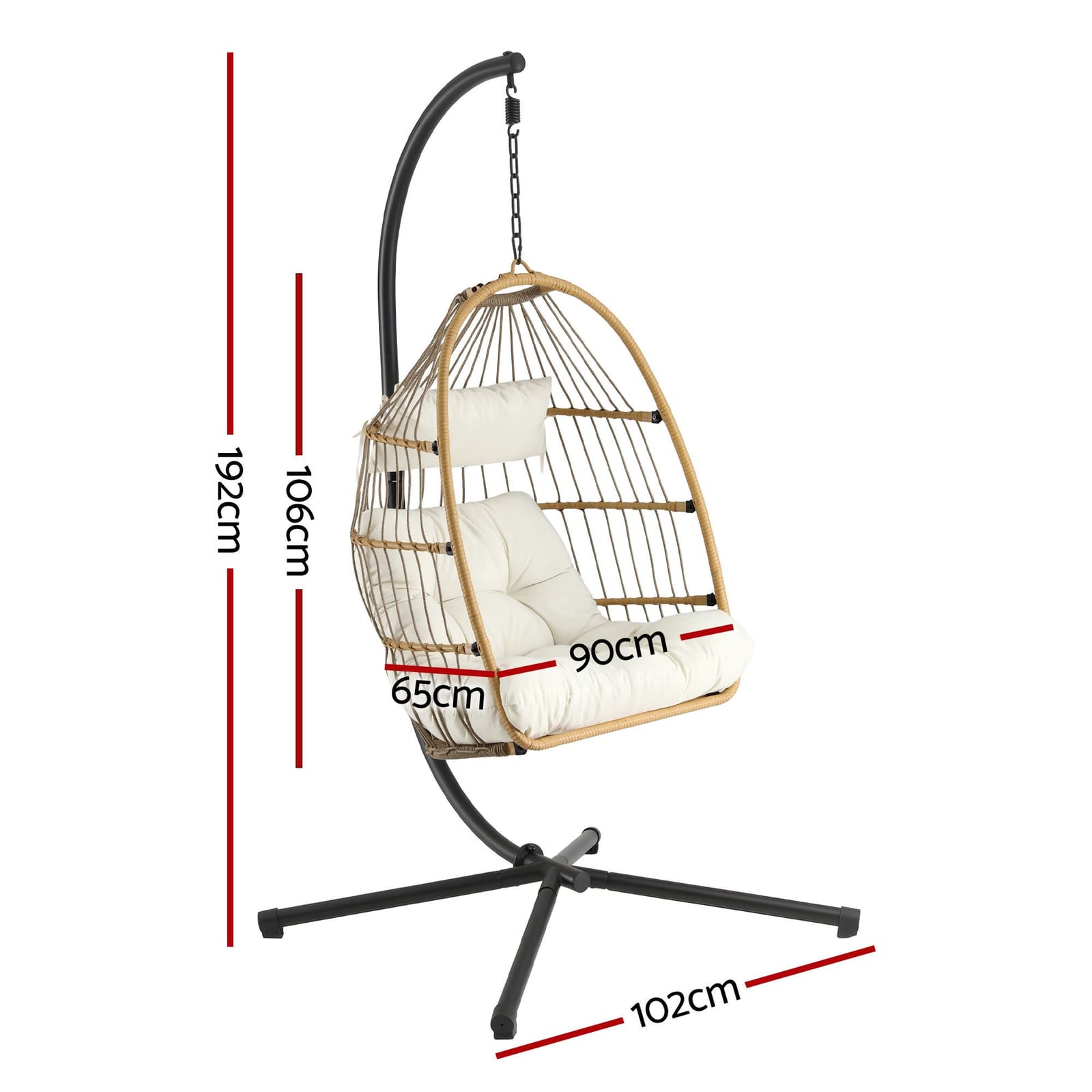 Foldable Outdoor Swing Chair 102x192cm
