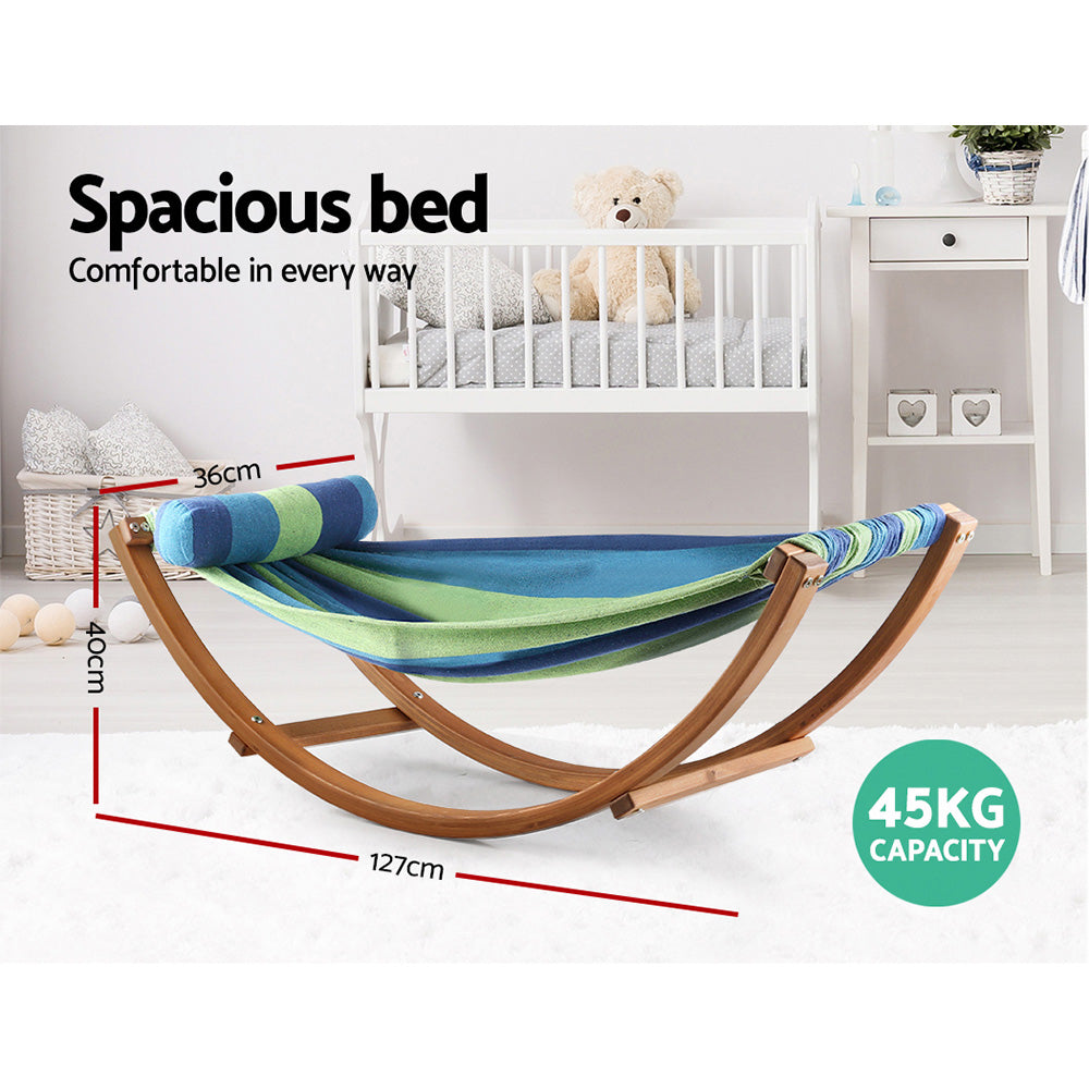 Kids Timber Hammock Bed Swing - Blue
