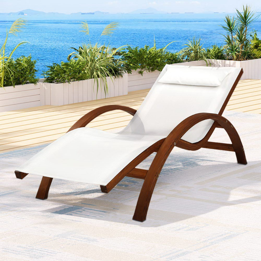Outdoor Wooden Sun Lounge Setting Day Bed Chair Garden Patio Furniture