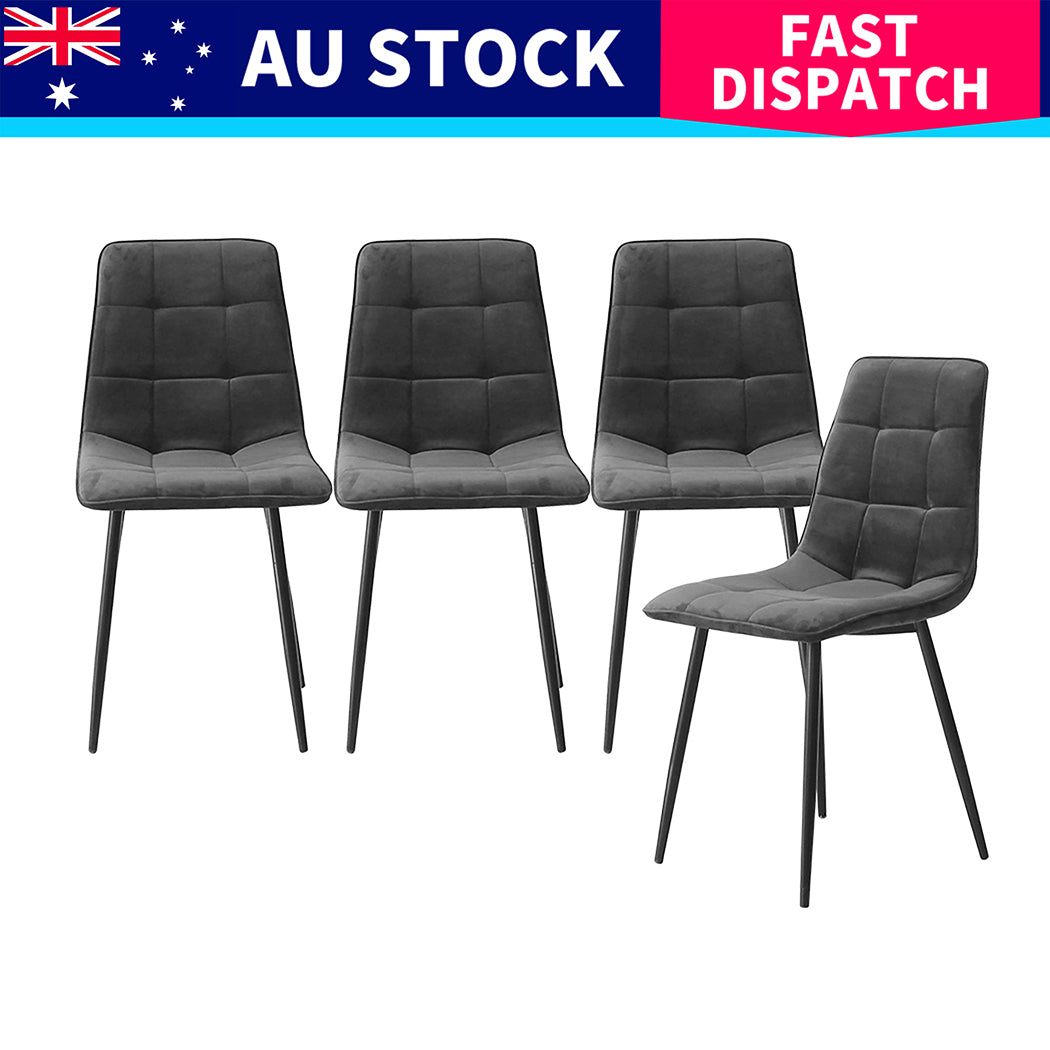 Luxury 8x Dining Chairs Kitchen Velvet Grey  Durable Frame Classic