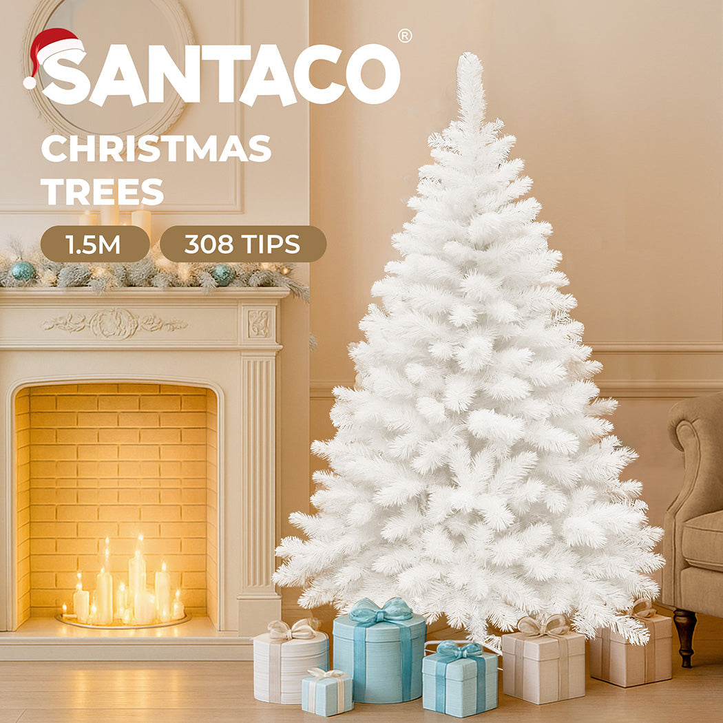 Ergonomic 1.5M 380 Tips White Christmas Tree  Easy Assembly, White colour