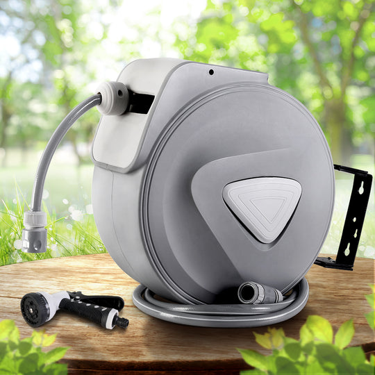 Retractable Water Hose Reel 20M Garden Storage Spray Gun
