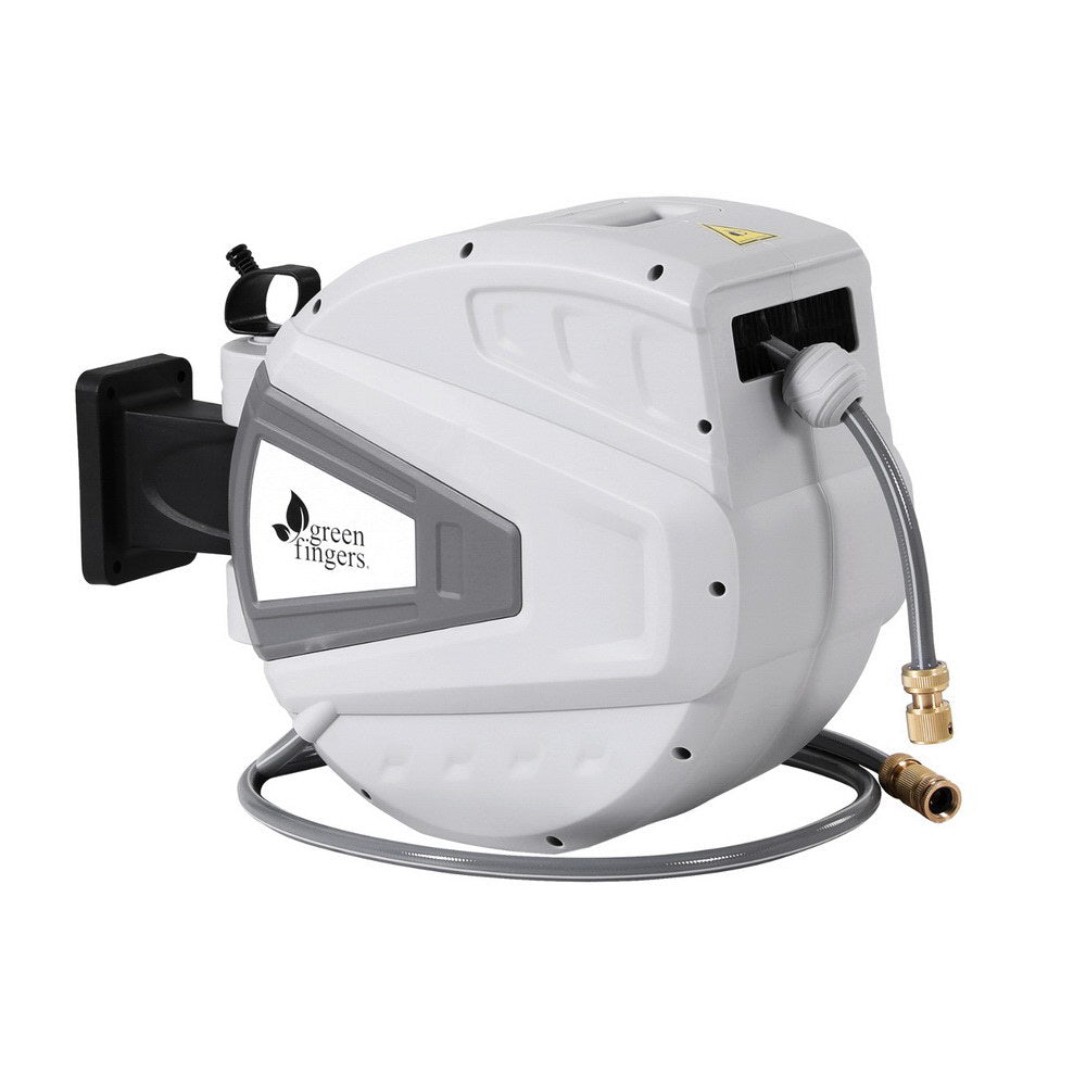 30M Water Hose Reel Retractable Auto Rewind Wall Mount Garden Spray Gun