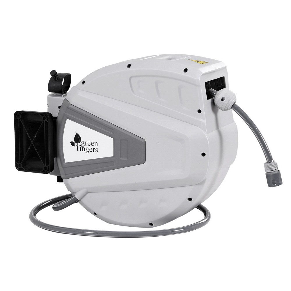 30M Water Hose Reel Retractable Auto Rewind Wall Mount Garden Spray Gun