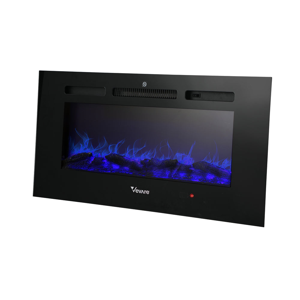 Vevare Electric Fireplace Heater Wall Mounted 3D Flame Effect 2000W