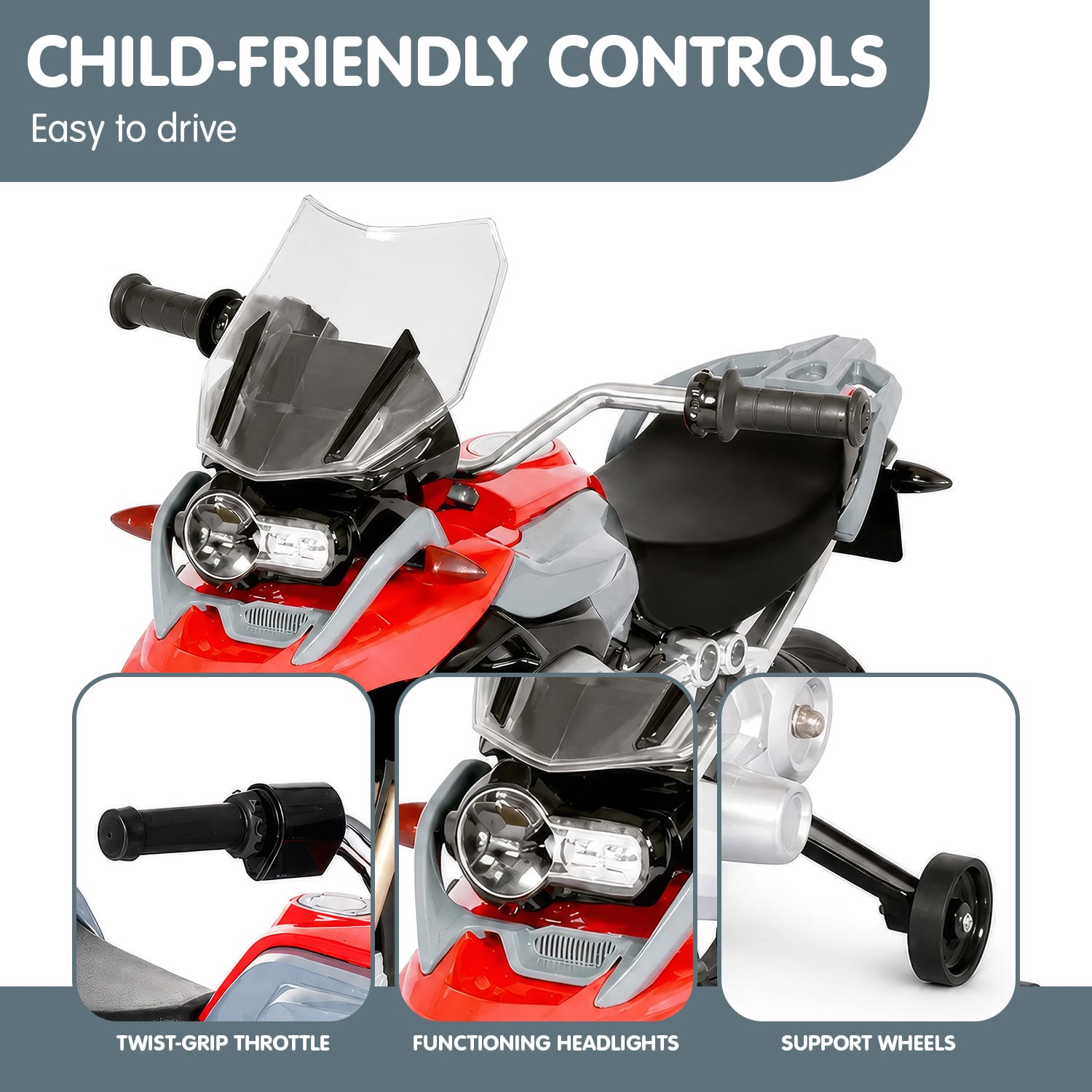 Electric Ride On Motorcycle Silver 45x94.5x37.5cm