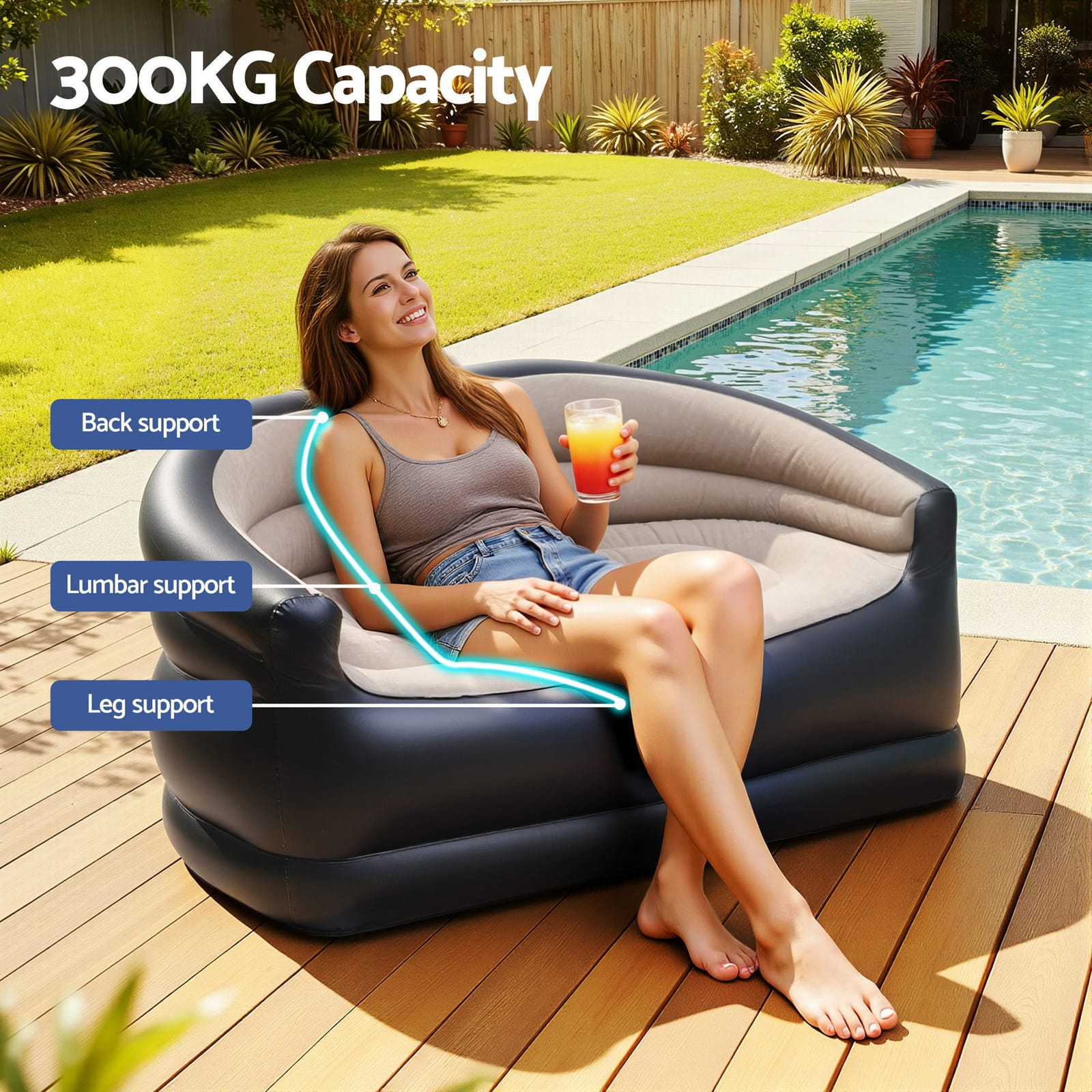 Inflatable Outdoor Sofa Lounge 130x83x69cm