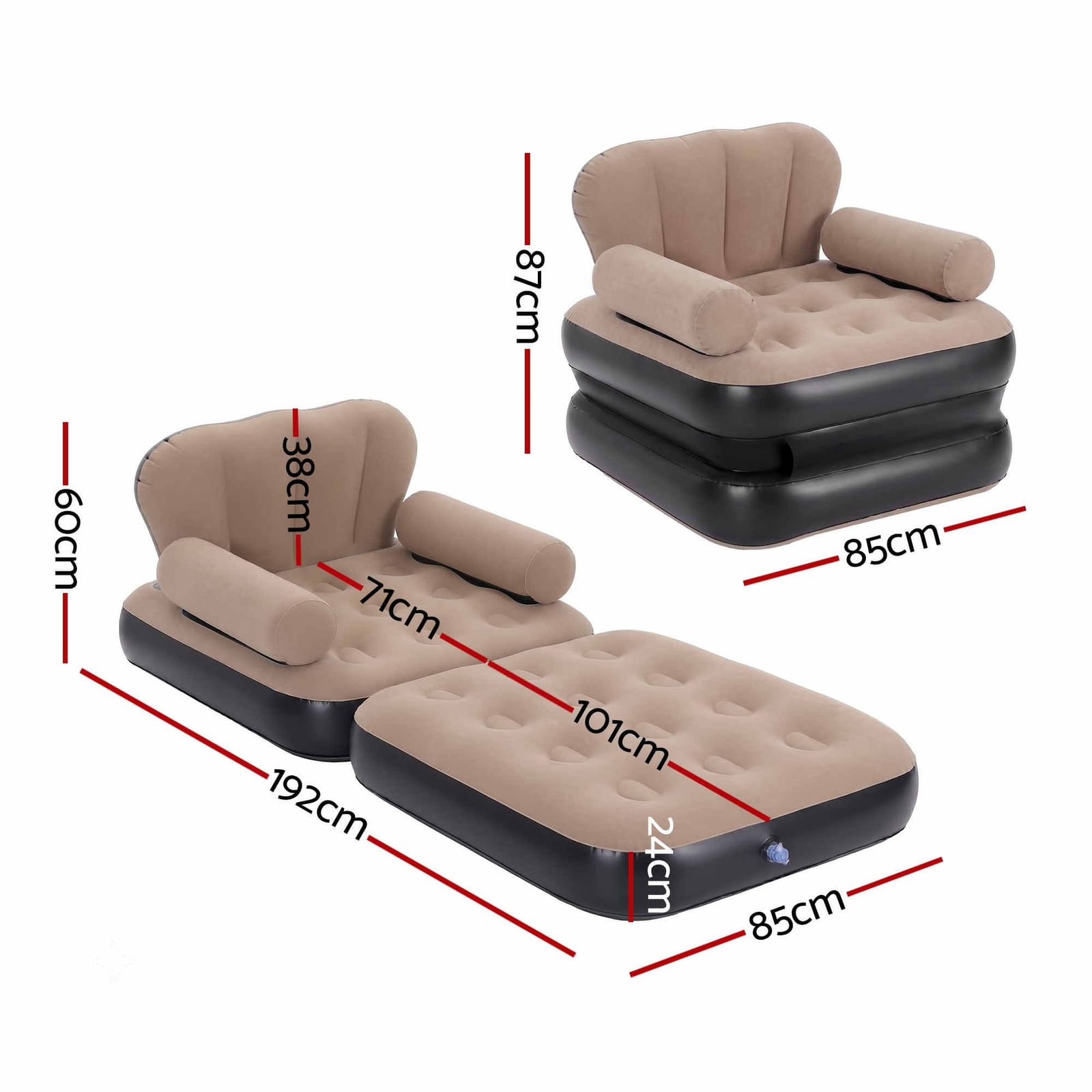 Inflatable Chair Lounge Coffee 85x85x87cm